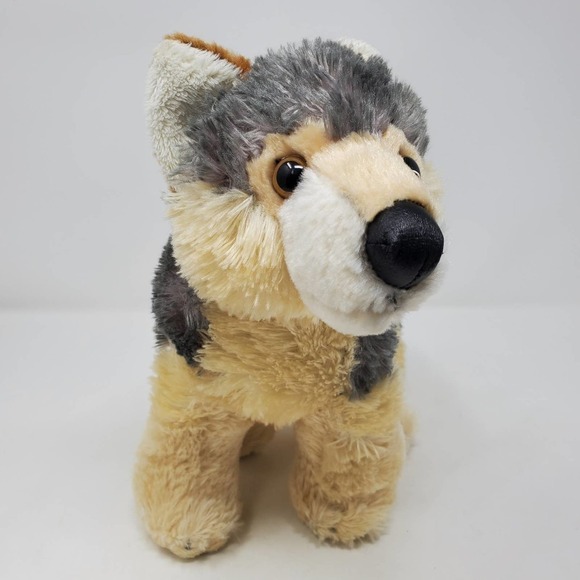 Aurora Wily Wolf Dog Plush Stuffed Animal Gray Toy - Picture 2 of 9
